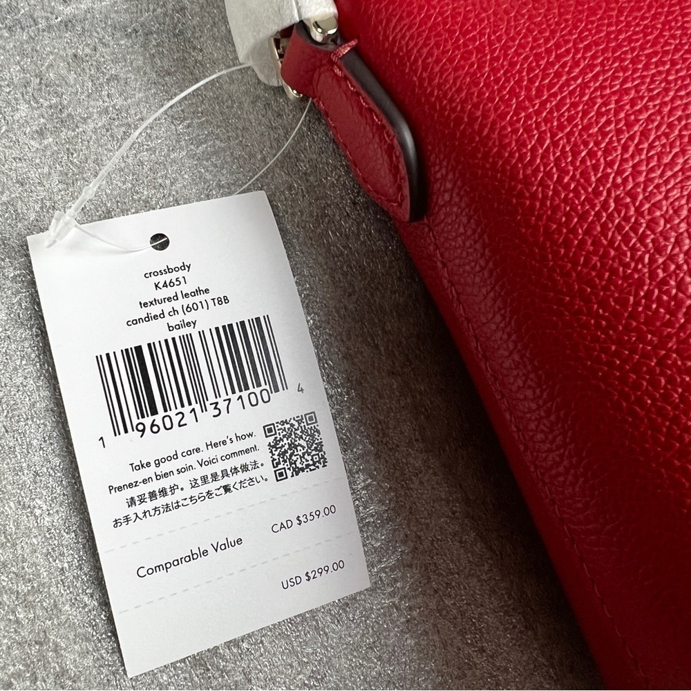 Kate Spade Bailey Crossbody Bag NWT Candied Cherry Red Textured Leather NEW - Picture 3 of 11